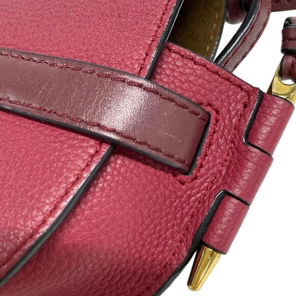 LOEWE Mini Gate Bag - Raspberry Wine Soft Grain Calfskin Shoulder Bag - Picture 13 of 15